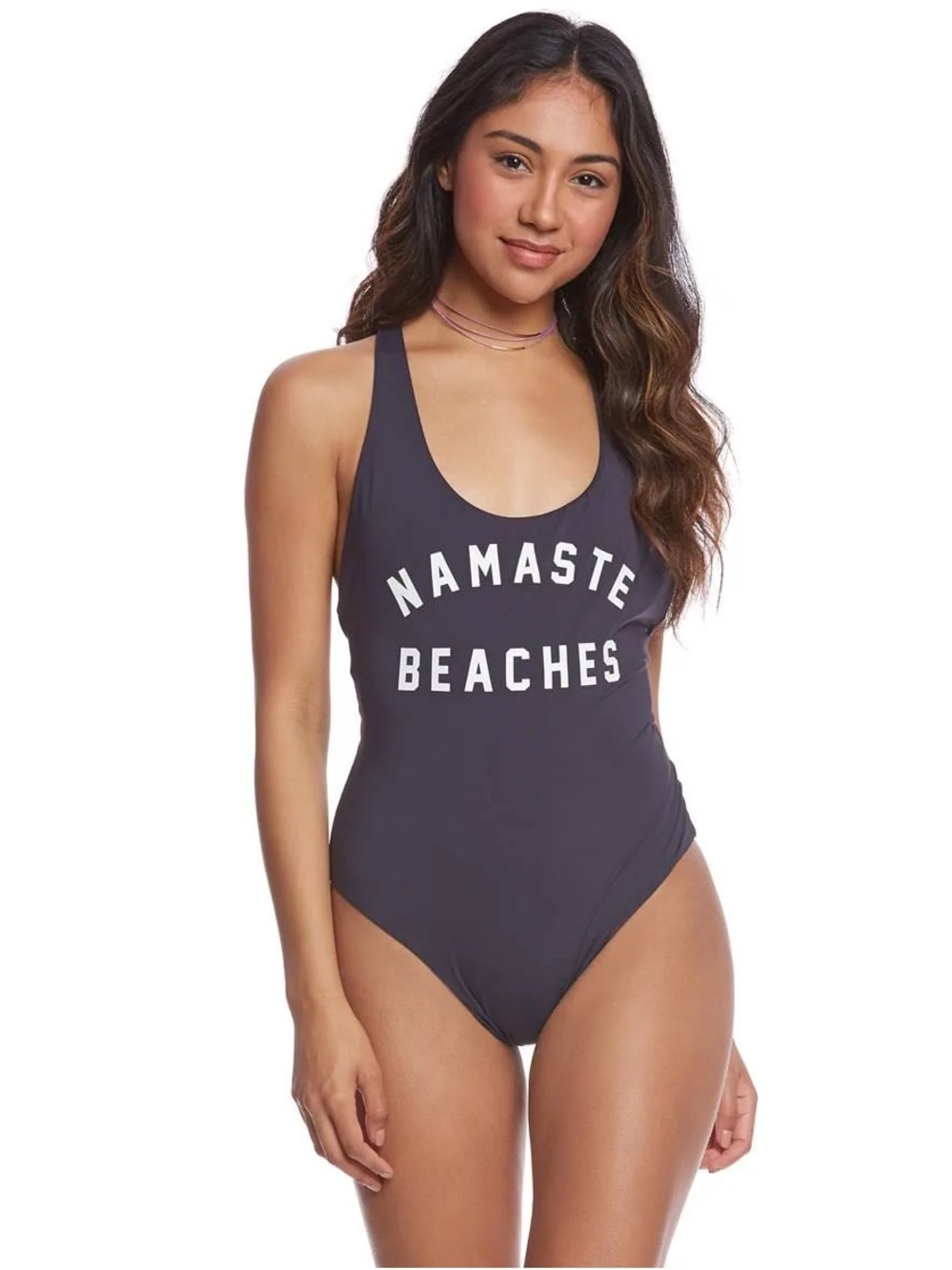 Spiritual Gangster Namaste Beaches Scoop-Back One-Piece - Black